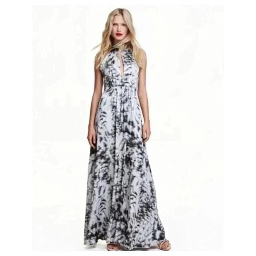 H&M Gold Label Halter Flowy Maxy Dress Size 8